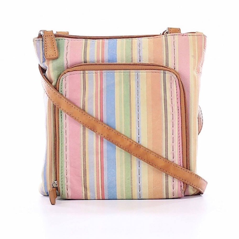 Pastel stripe leather Festival Crossbody SL8750